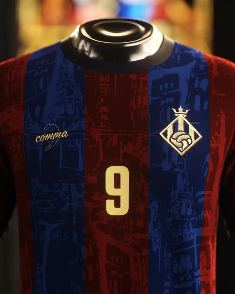 Camisa Barcelona El Pistoleiro 2025 - Edição Especial - Suarez - Vermelho e Azul
