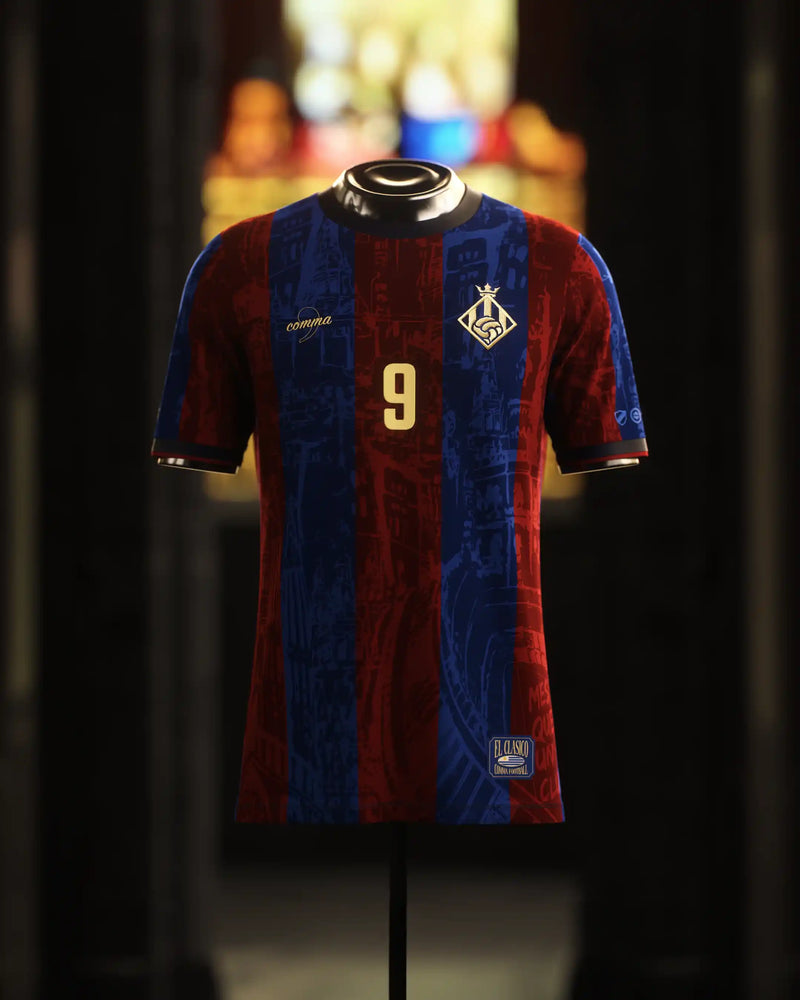 Camisa Barcelona El Pistoleiro 2025 - Edição Especial - Suarez - Vermelho e Azul
